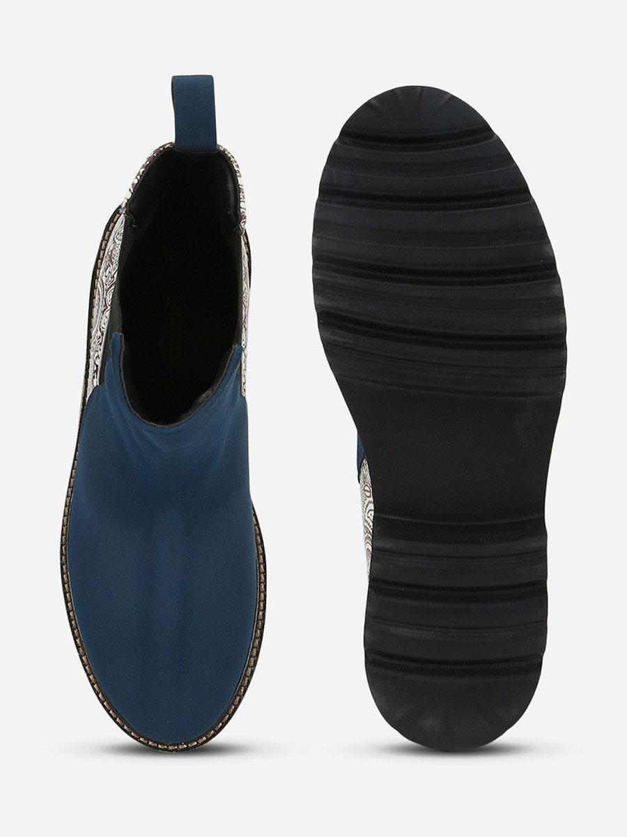 Blue Comfortable Lightweight Printed Boots