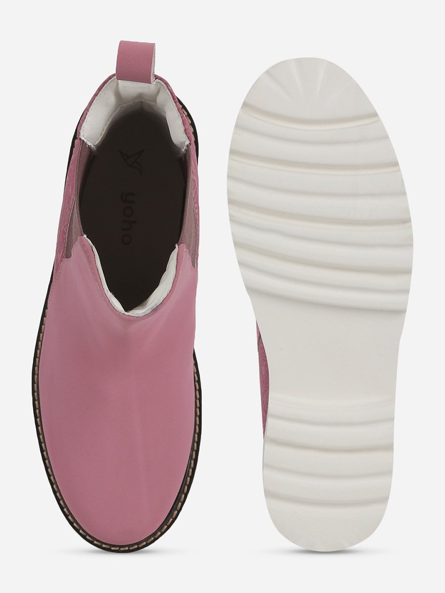 Pink Comfortable Lightweight Printed Boots
