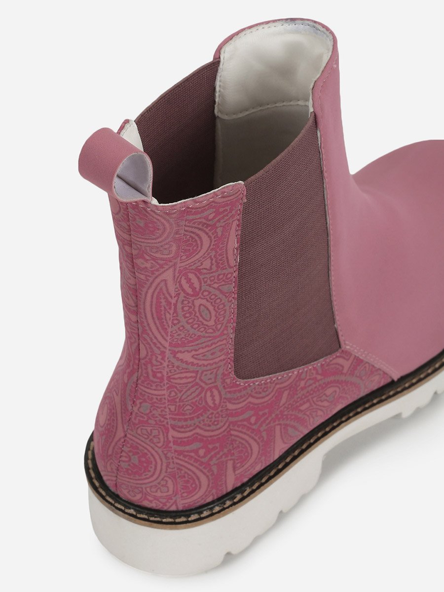 Pink Comfortable Lightweight Printed Boots