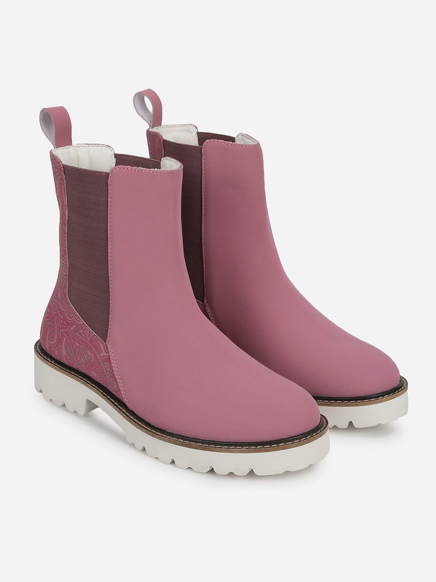 Pink Comfortable Lightweight Printed Boots
