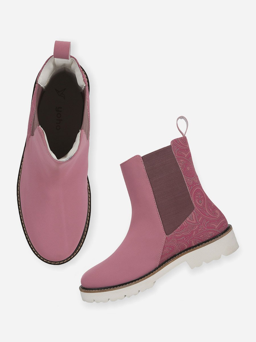Pink Comfortable Lightweight Printed Boots