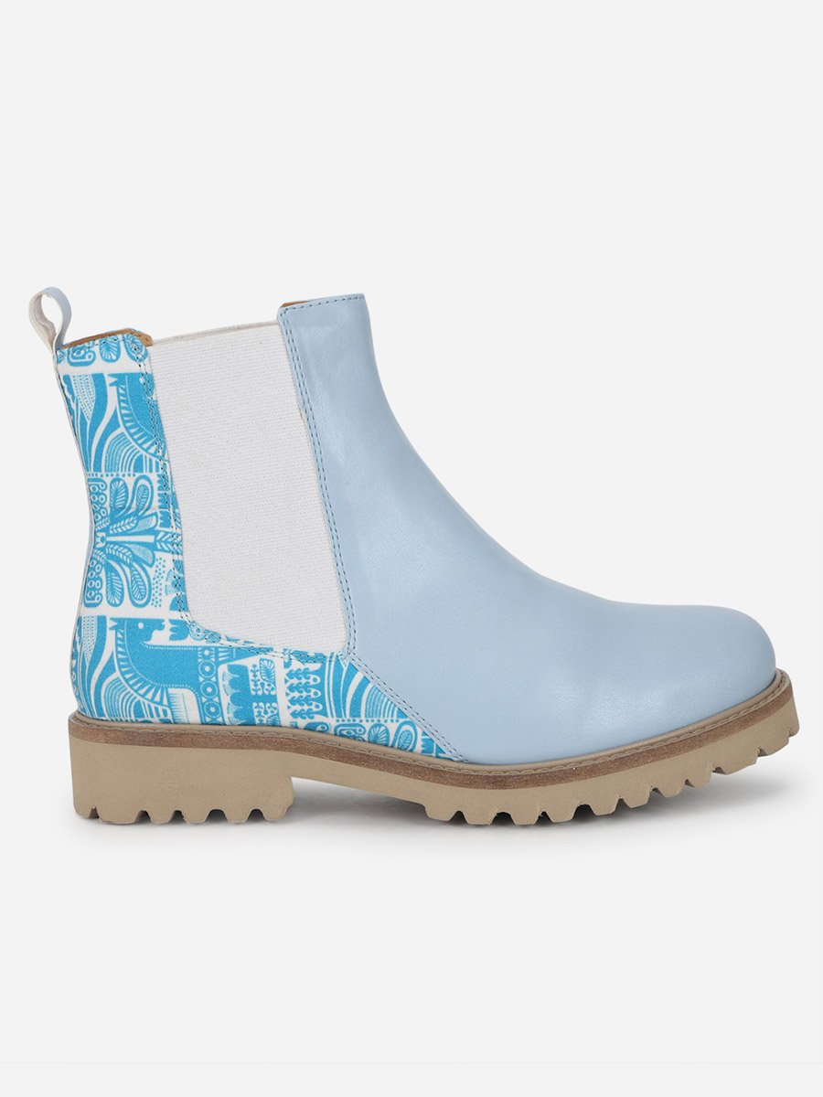 Blue Comfortable Lightweight Printed Boots