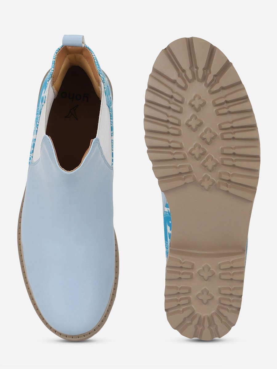 Blue Comfortable Lightweight Printed Boots