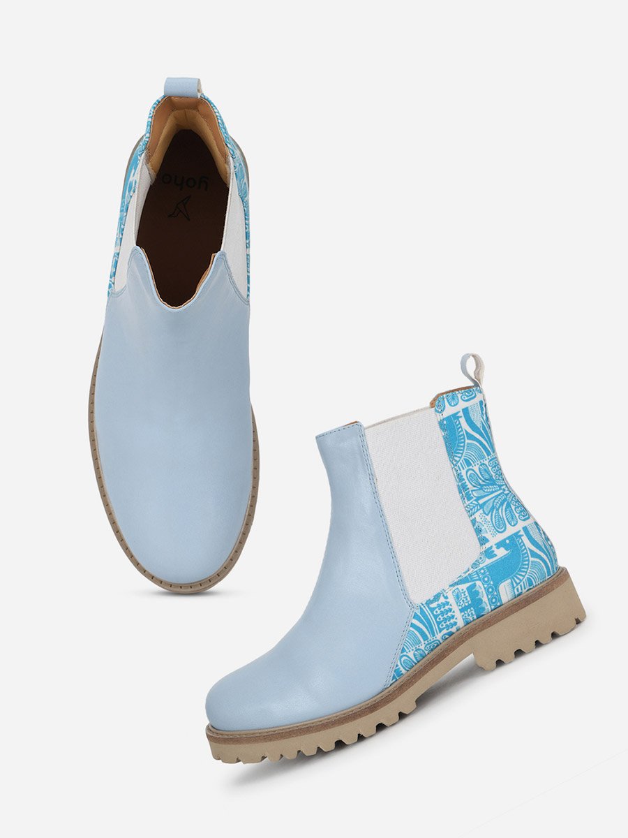 Blue Comfortable Lightweight Printed Boots