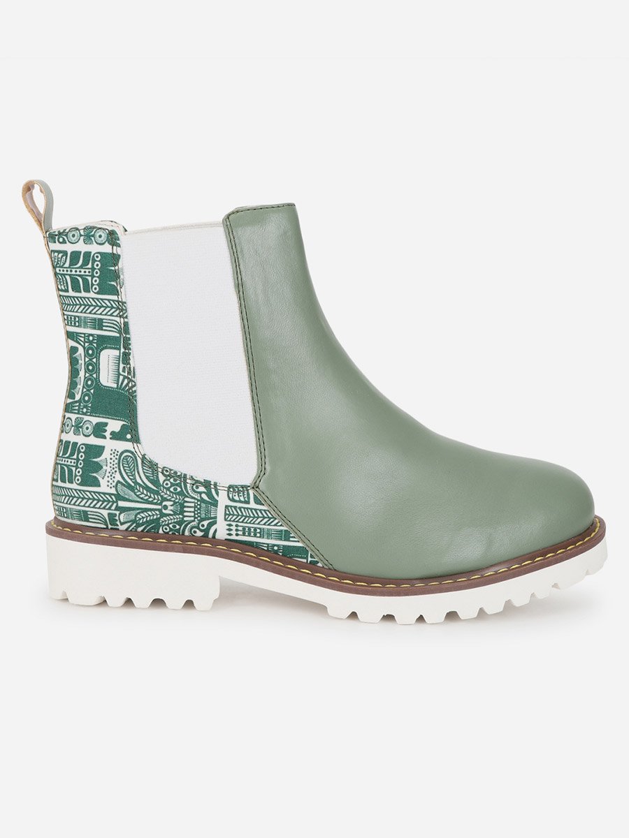 Green Comfortable Lightweight Printed Boots