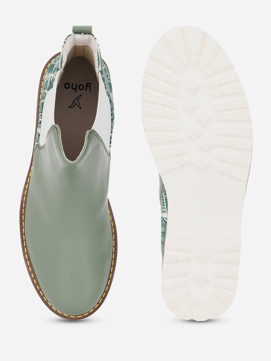 Green Comfortable Lightweight Printed Boots