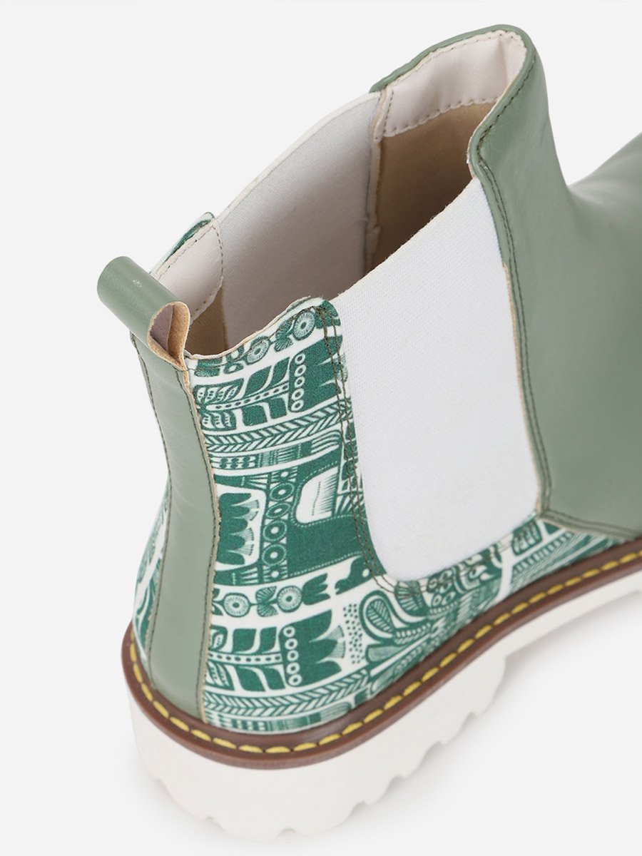 Green Comfortable Lightweight Printed Boots