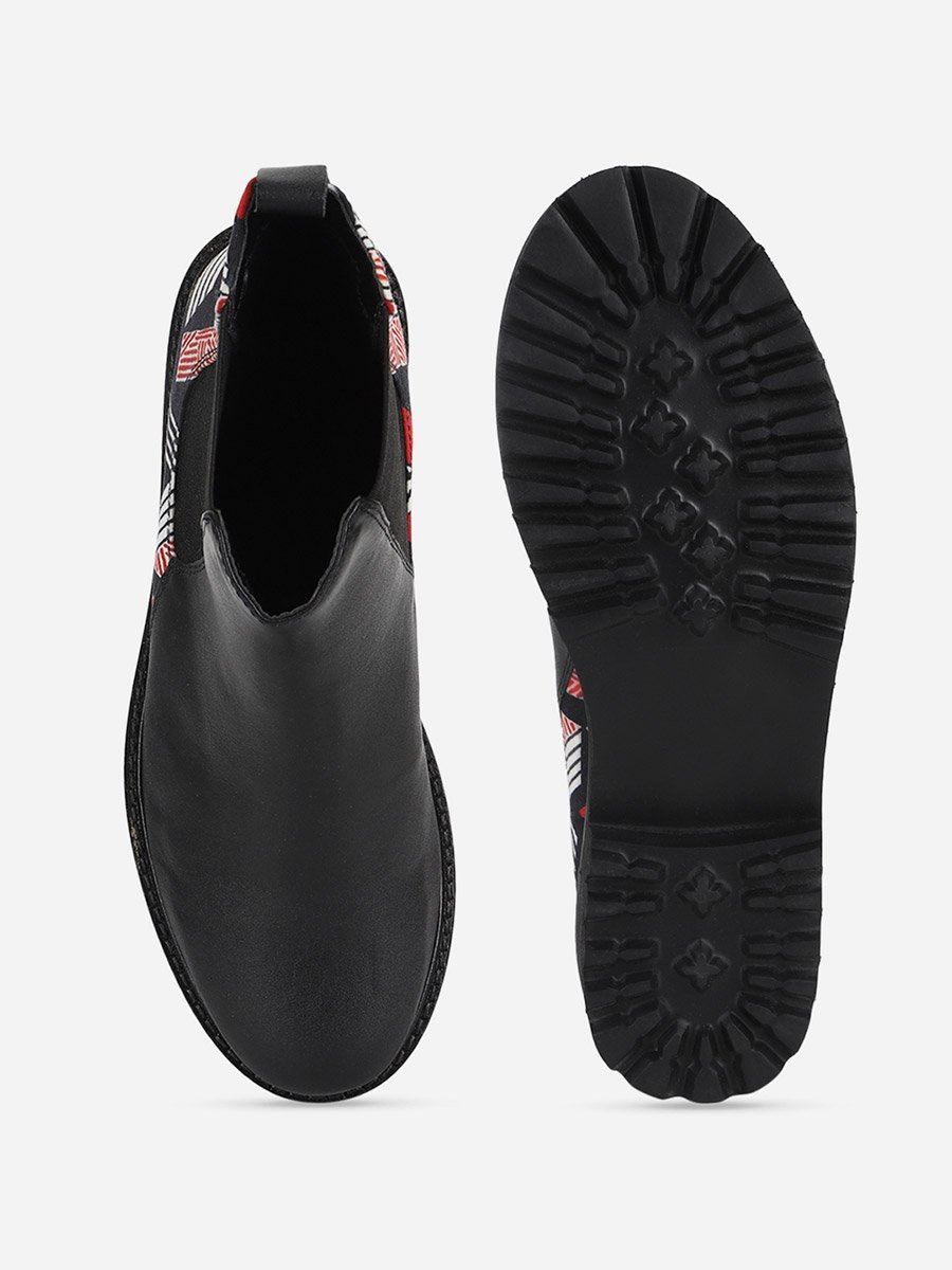Black Comfortable Lightweight Printed Boots