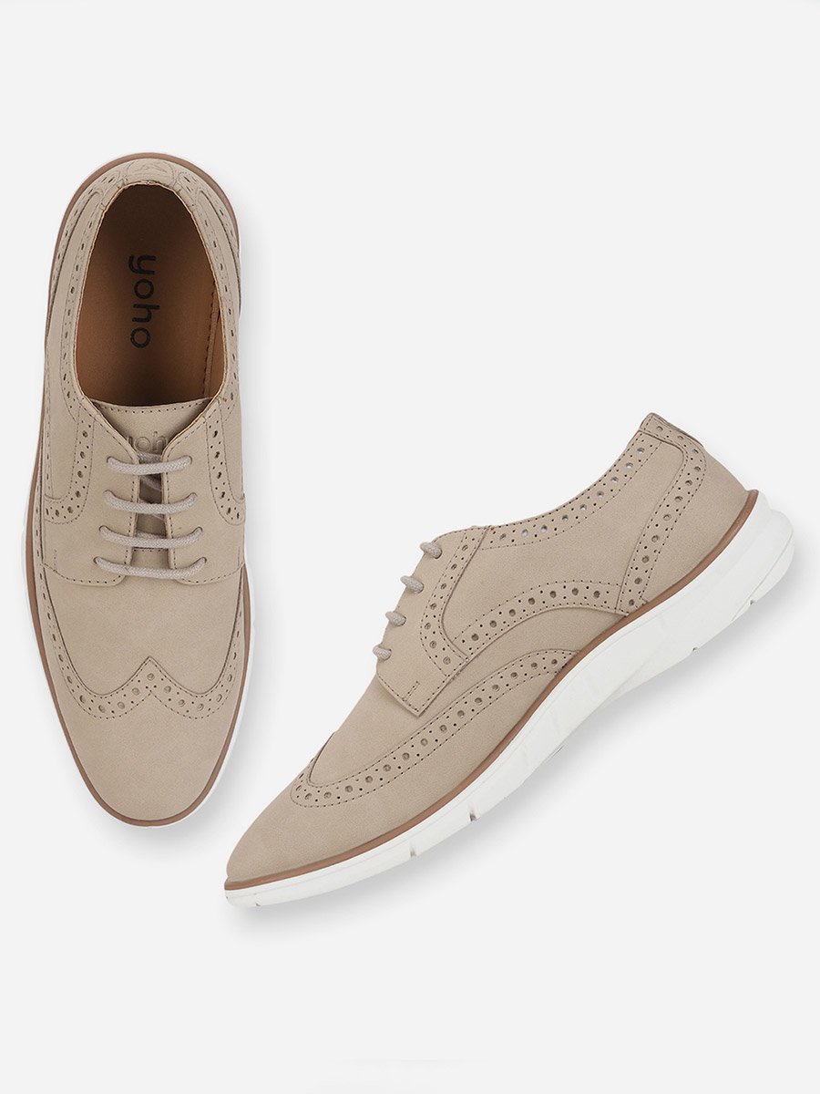 Men Perforated Brogue Semi-Formal Shoes