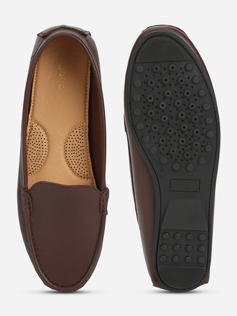 Coffee Brown Solid Casual Loafers