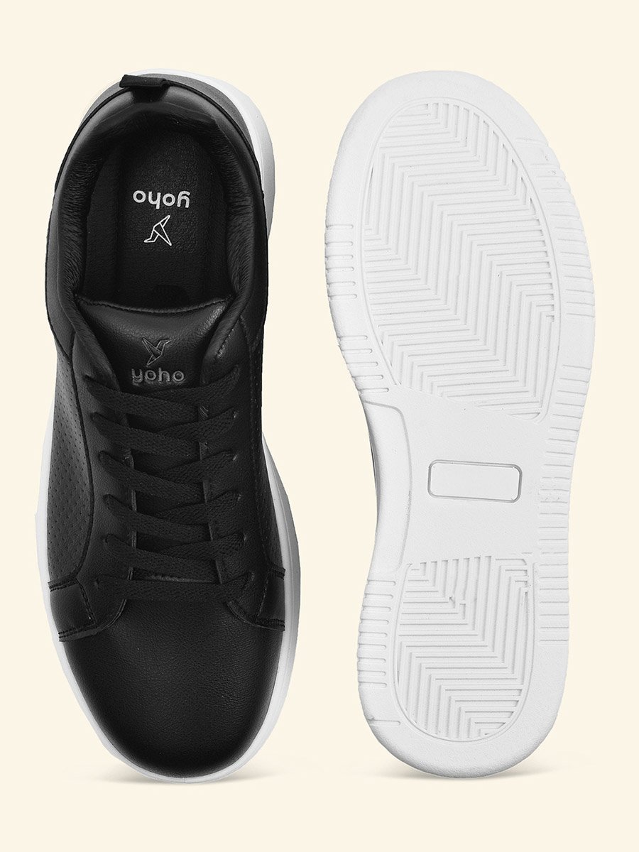 Black Solid Lace Up Sneakers