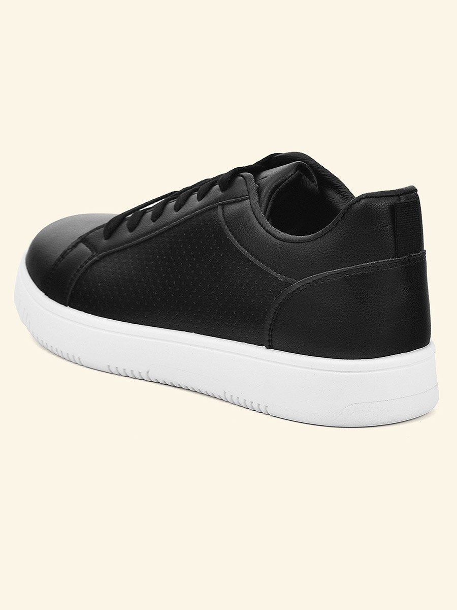 Black Solid Lace Up Sneakers