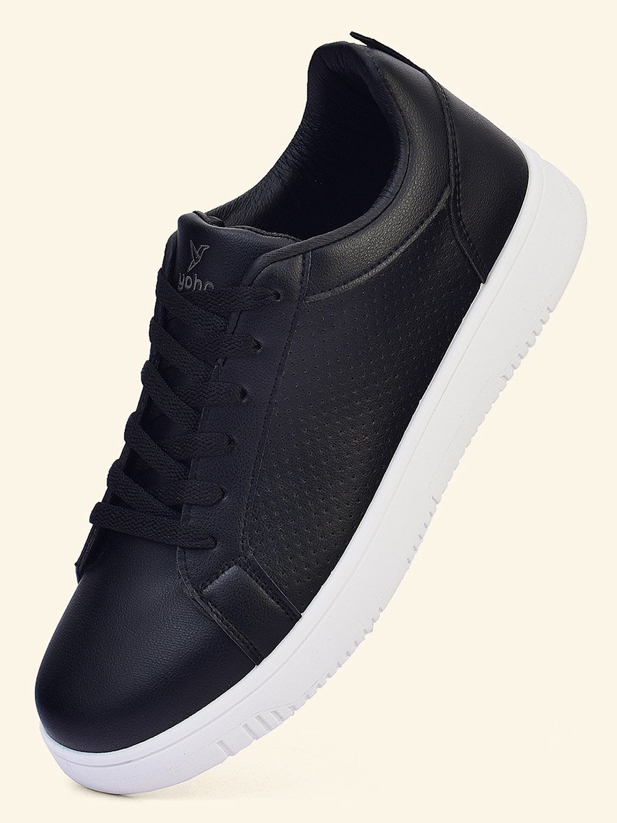 Black Solid Lace Up Sneakers