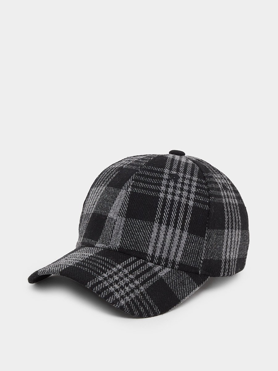 Black Plaid Baseball Cap