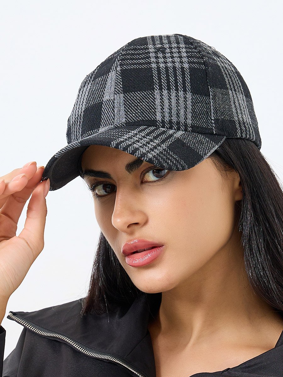 Black Plaid Baseball Cap