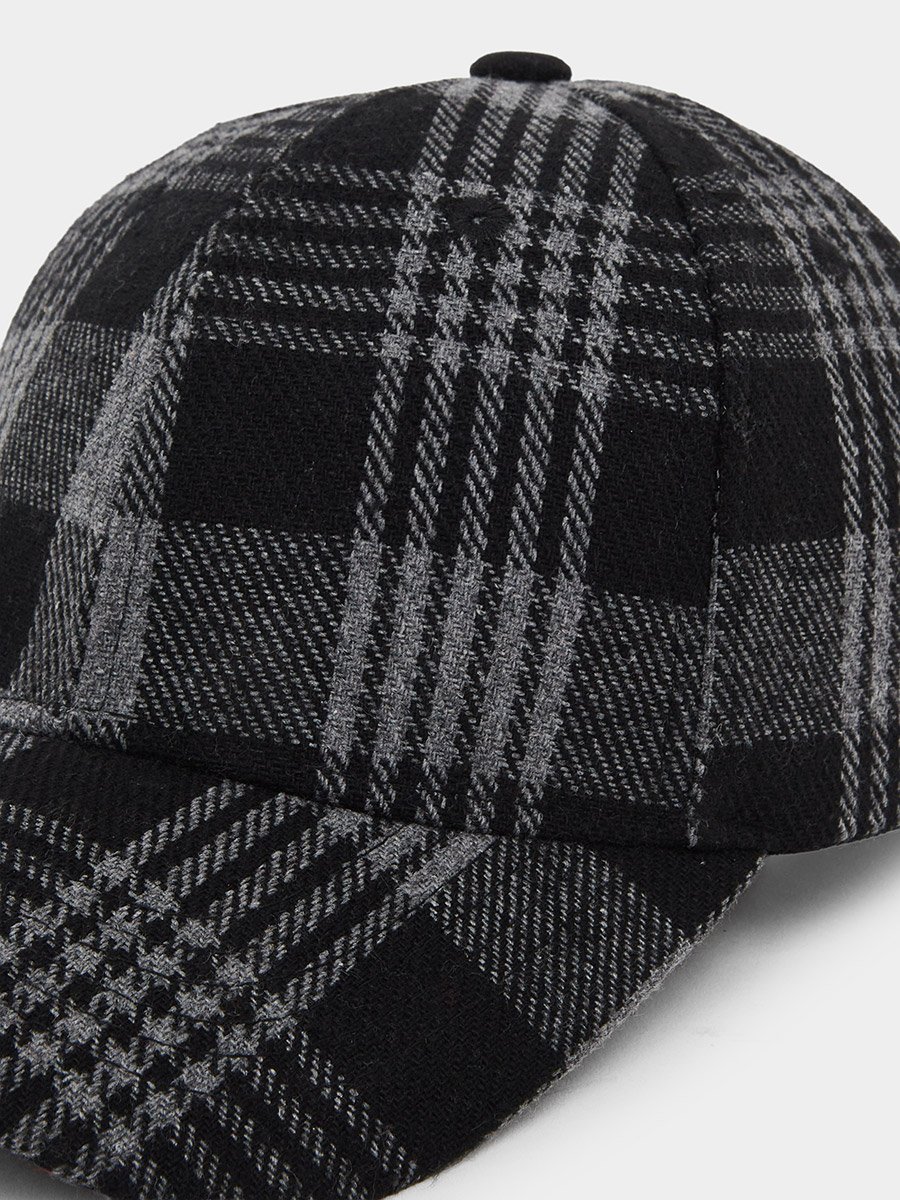 Black Plaid Baseball Cap