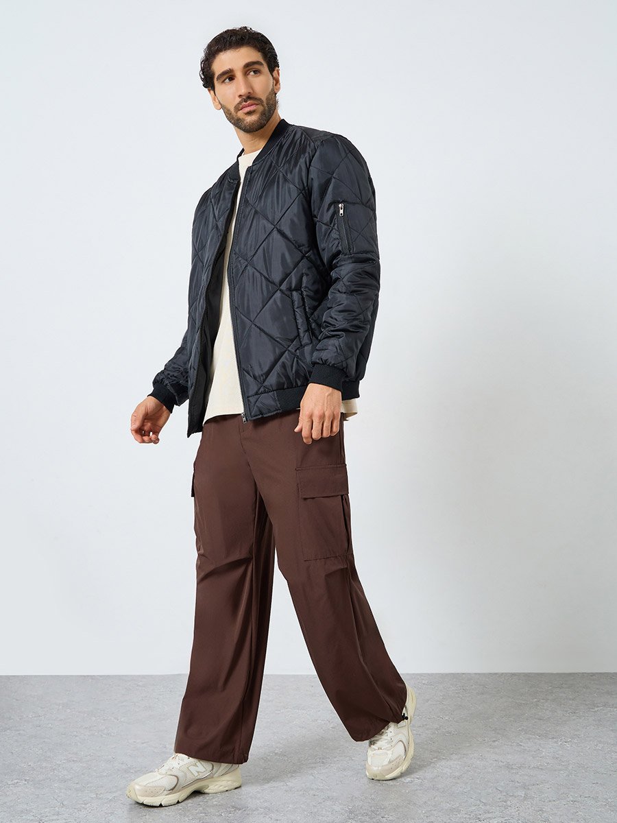 Men Oversized Front Pleat Cargo Pants