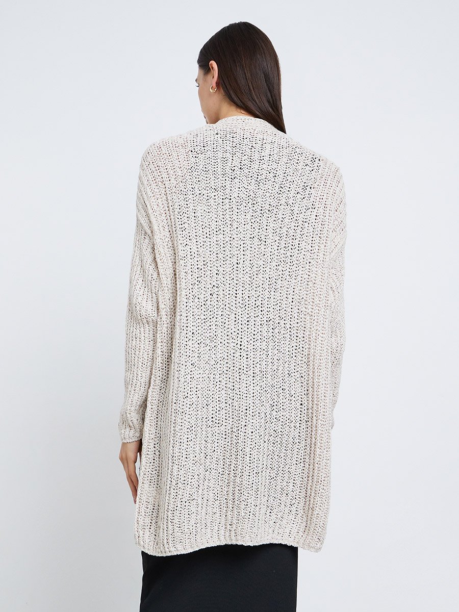 Beige Pocket Detail Knitted Cardigan