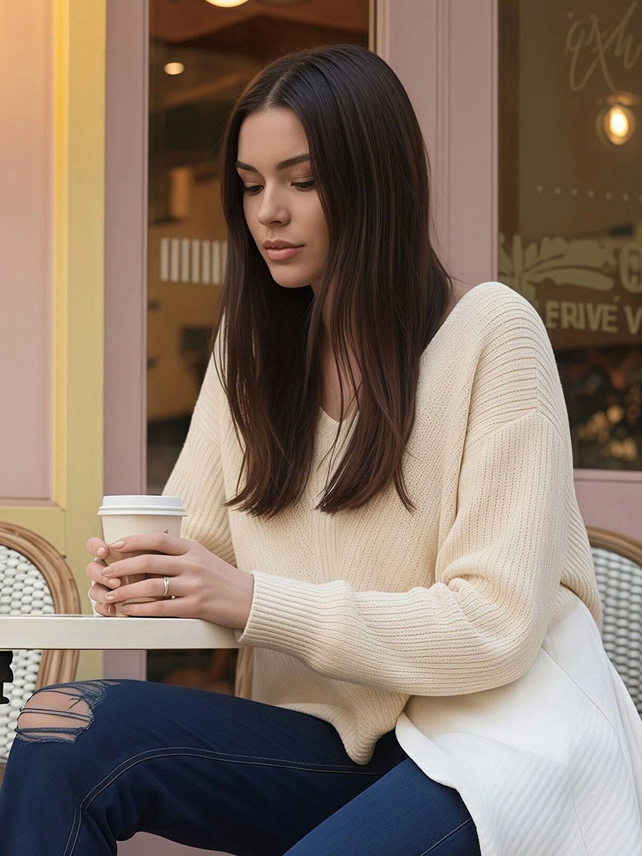 Beige Longline Dropped Shoulder Knit Sweater