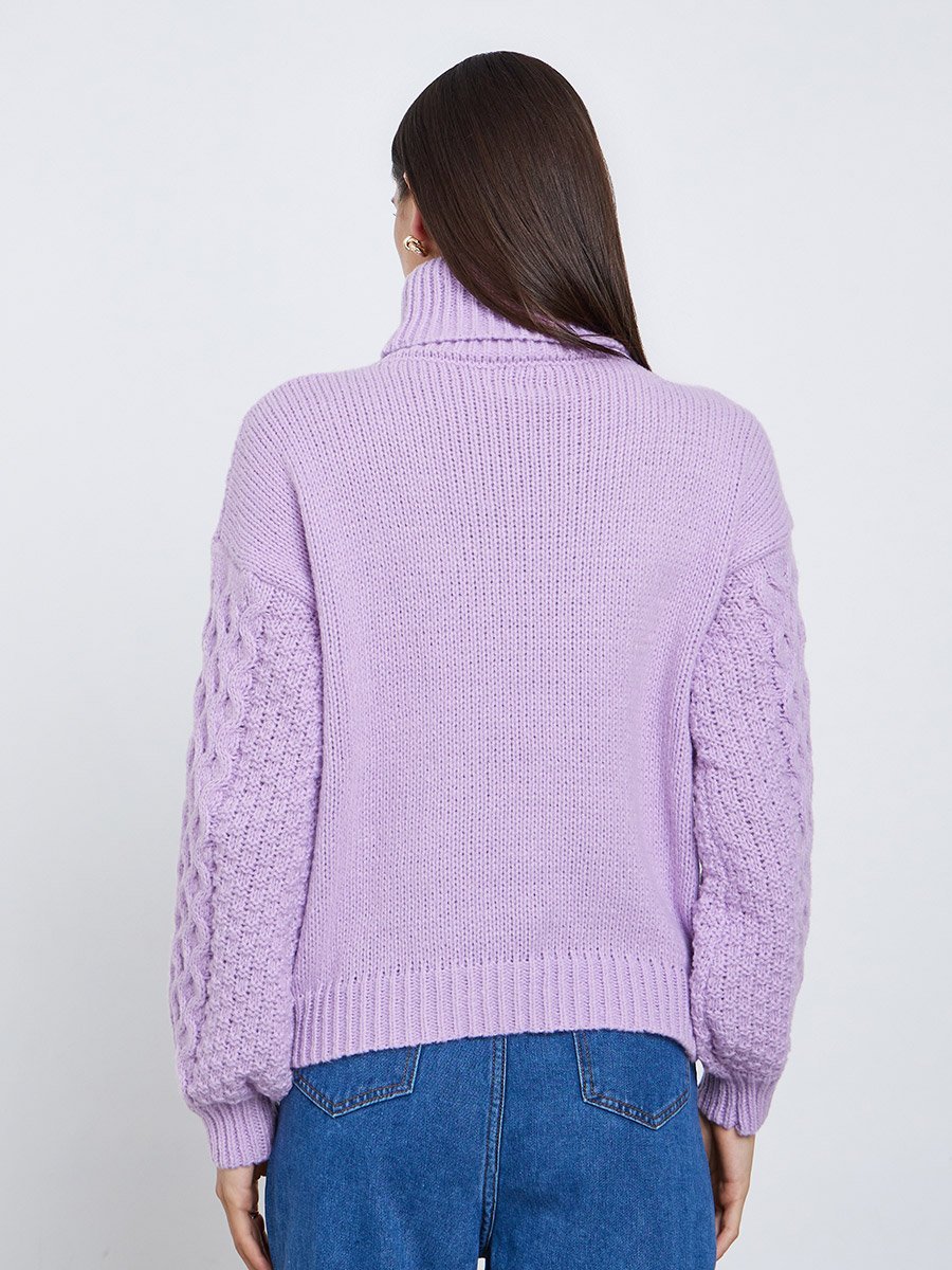 Lilac Regular Fit Cable Knit Sweater