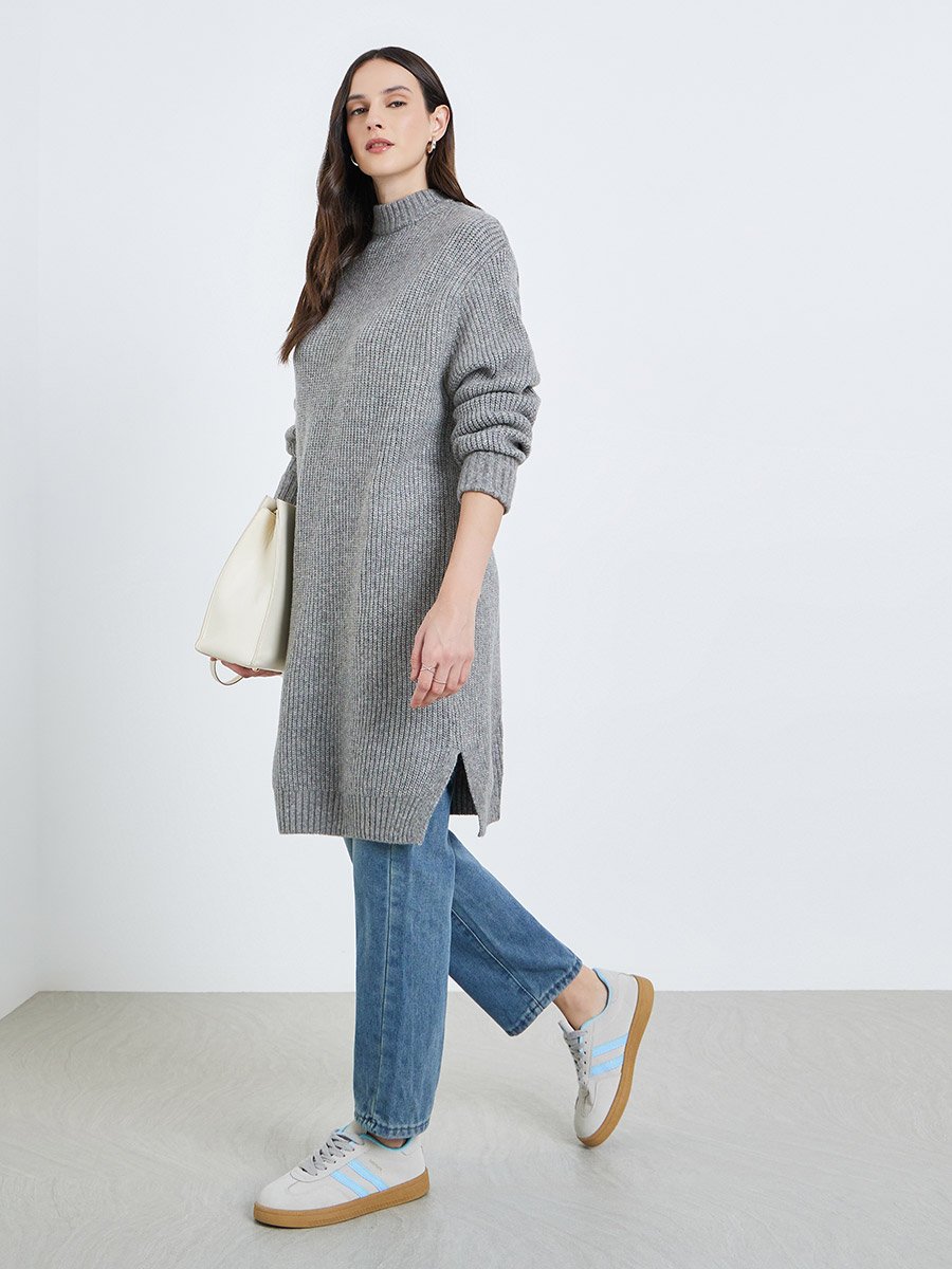 Women Chunky Knit Longline Sweater