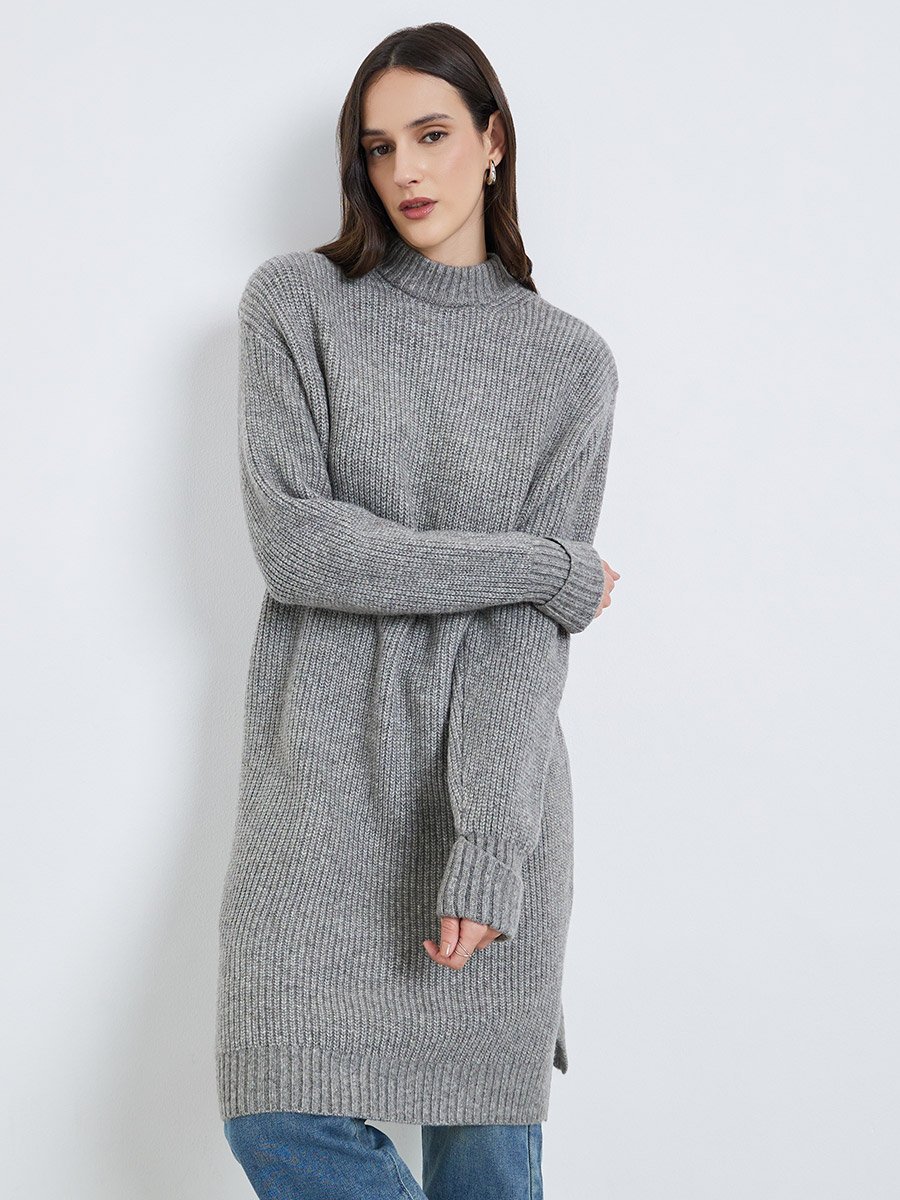 Women Chunky Knit Longline Sweater