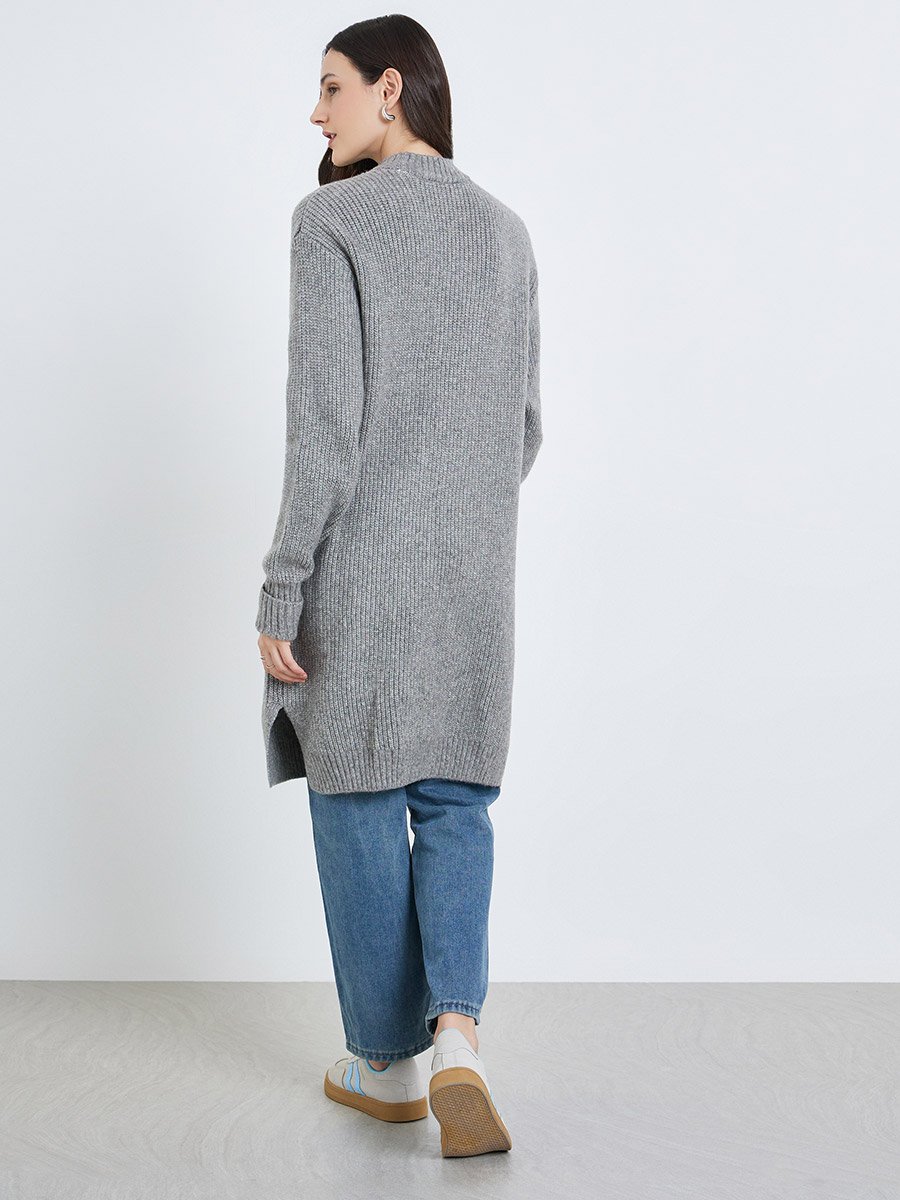Women Chunky Knit Longline Sweater