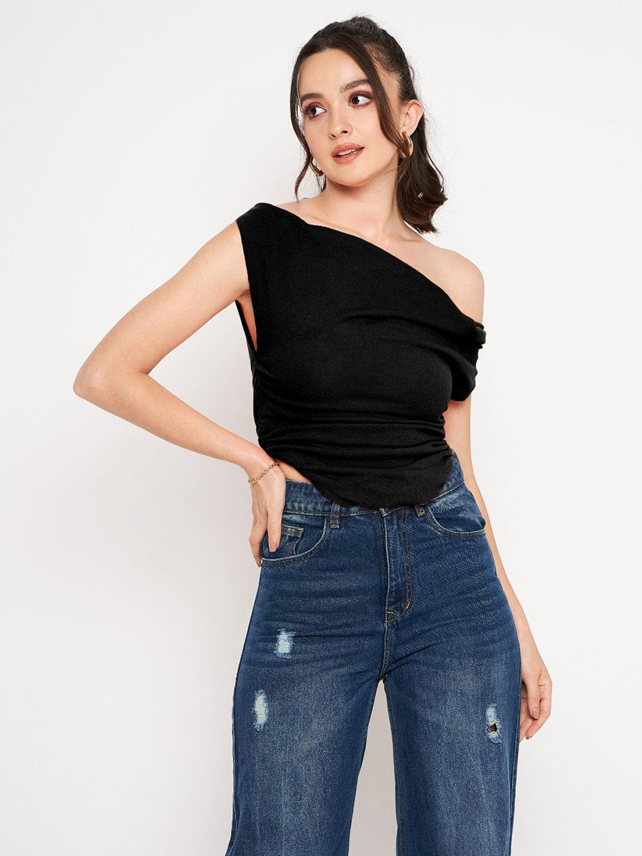 Lite Stretchable Draped Crop Top