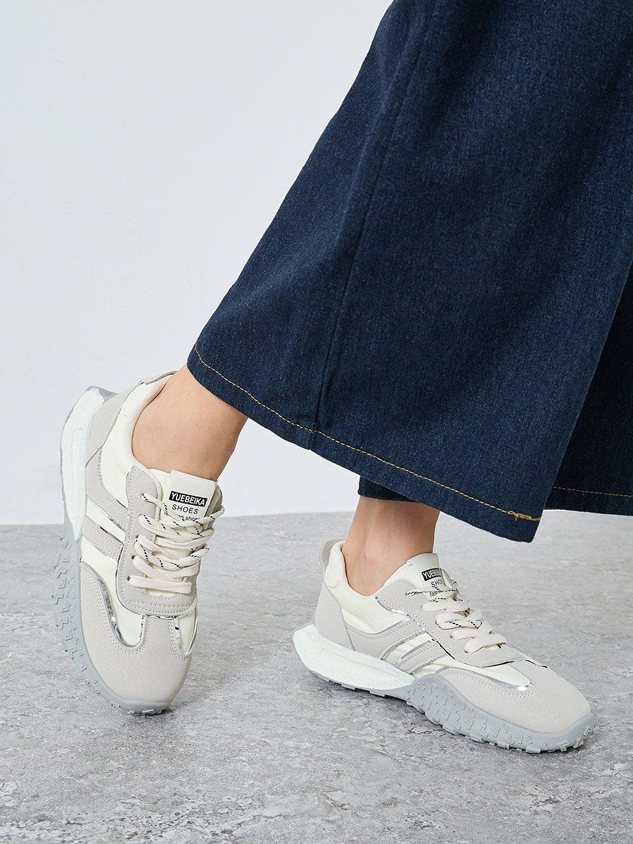 Color Block Lace-Up Sneakers