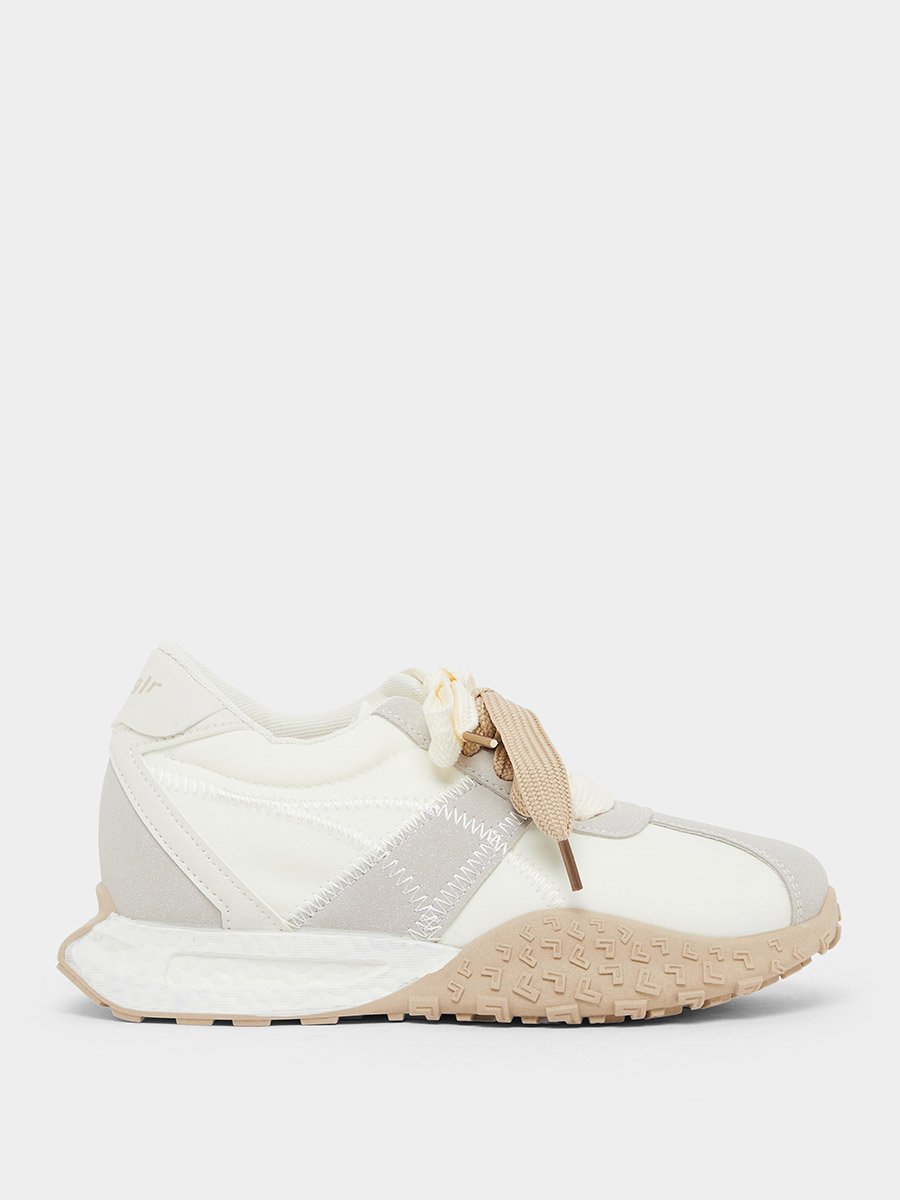 Double Lace Up Textured Sneakers