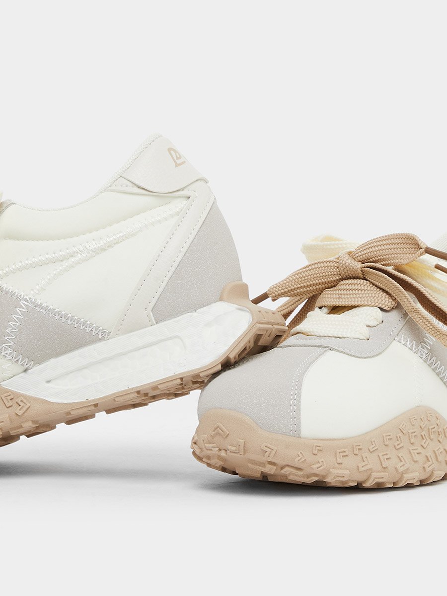 Double Lace Up Textured Sneakers