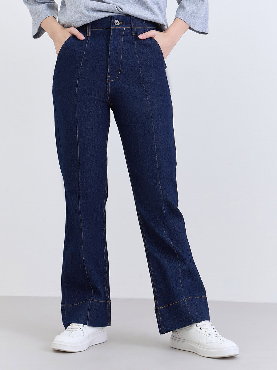 Women High Rise Wide Leg Jeans