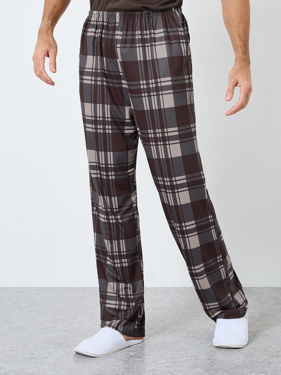 Relaxed Fit Checked T-Shirt and Long Pyjama Set