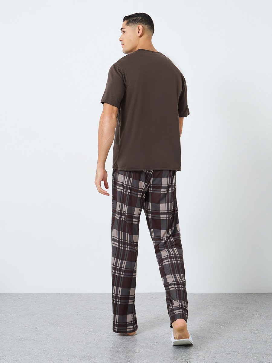 Relaxed Fit Checked T-Shirt and Long Pyjama Set