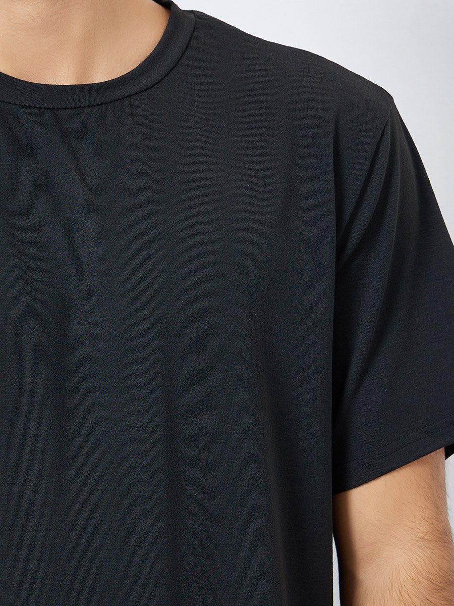 Men Relaxed Fit Solid T-Shirt and Checked Pyjama Set