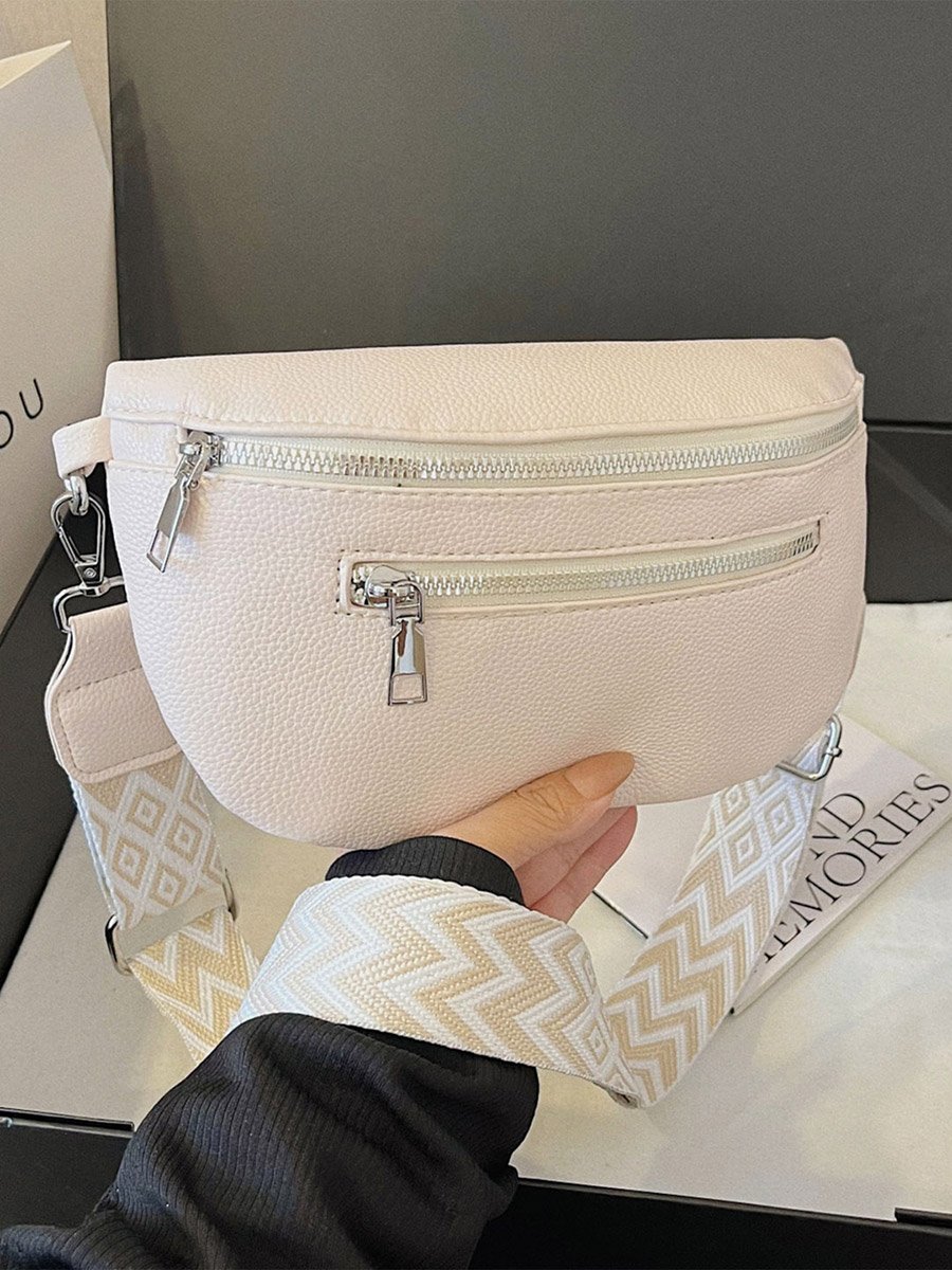 Solid Zip Closure Crossbody Bag