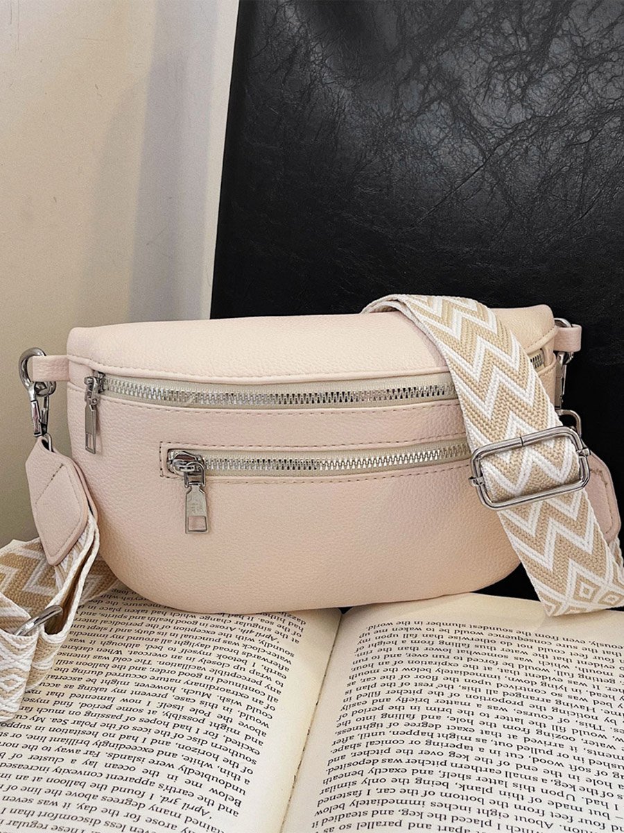 Solid Zip Closure Crossbody Bag