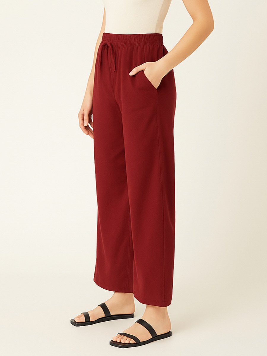 Women Maroon Relaxed Fit Joggers