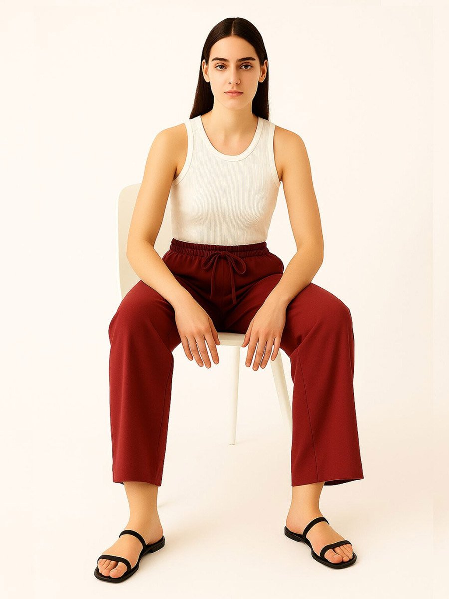 Women Maroon Relaxed Fit Joggers