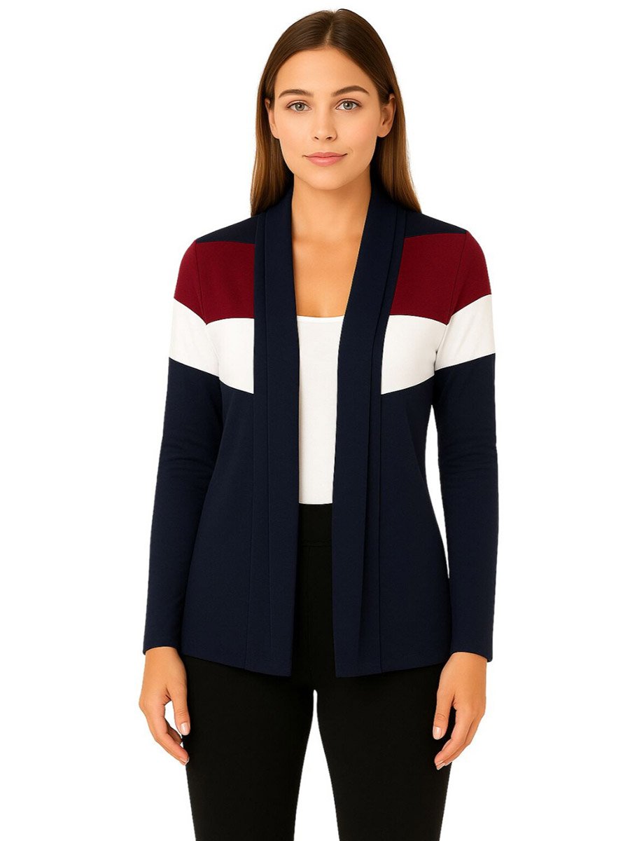 Color Block Open Front Shrug