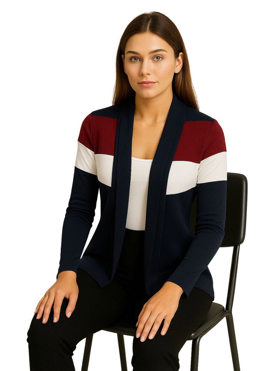 Color Block Open Front Shrug