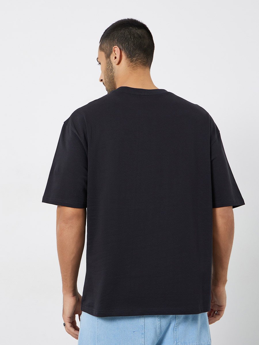 Men Black Graphic Print Oversized T-Shirt