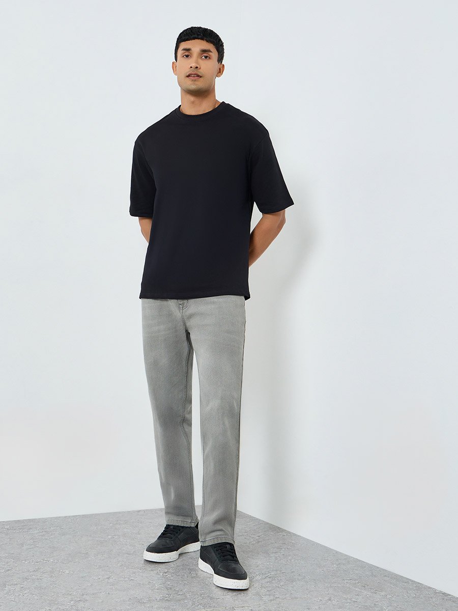 Men Black Graphic Print Oversized T-Shirt