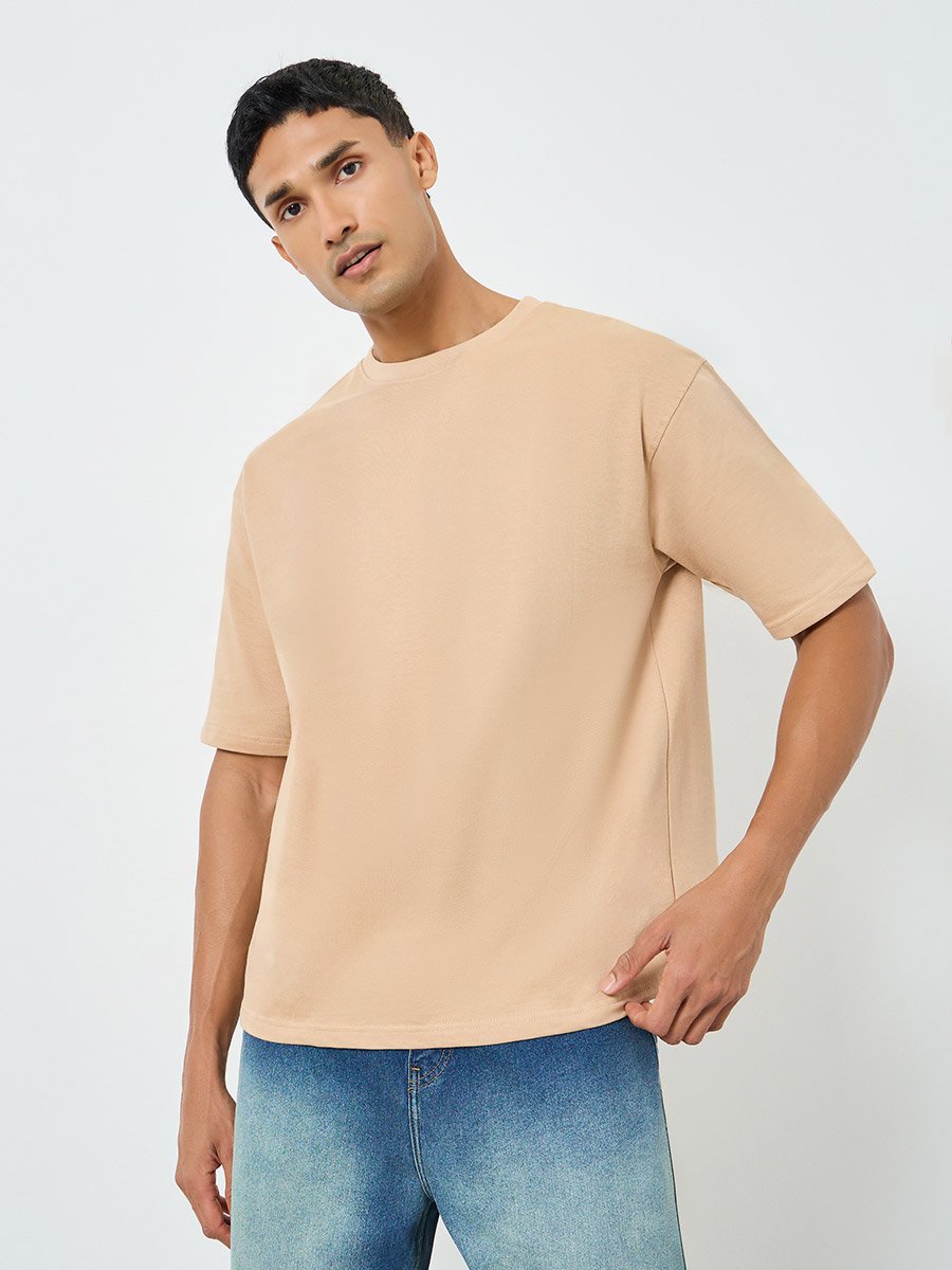 Men Oversized Back Print Terry T-Shirt