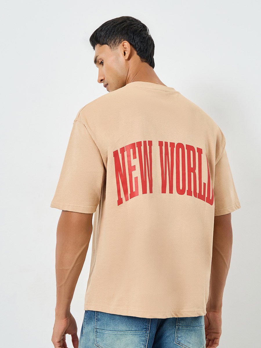 Men Oversized Back Print Terry T-Shirt