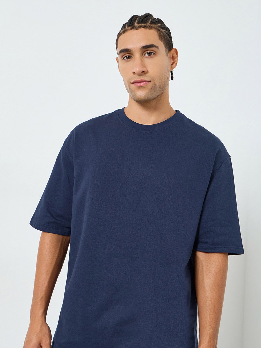 Men Oversized Back Print Terry T-Shirt