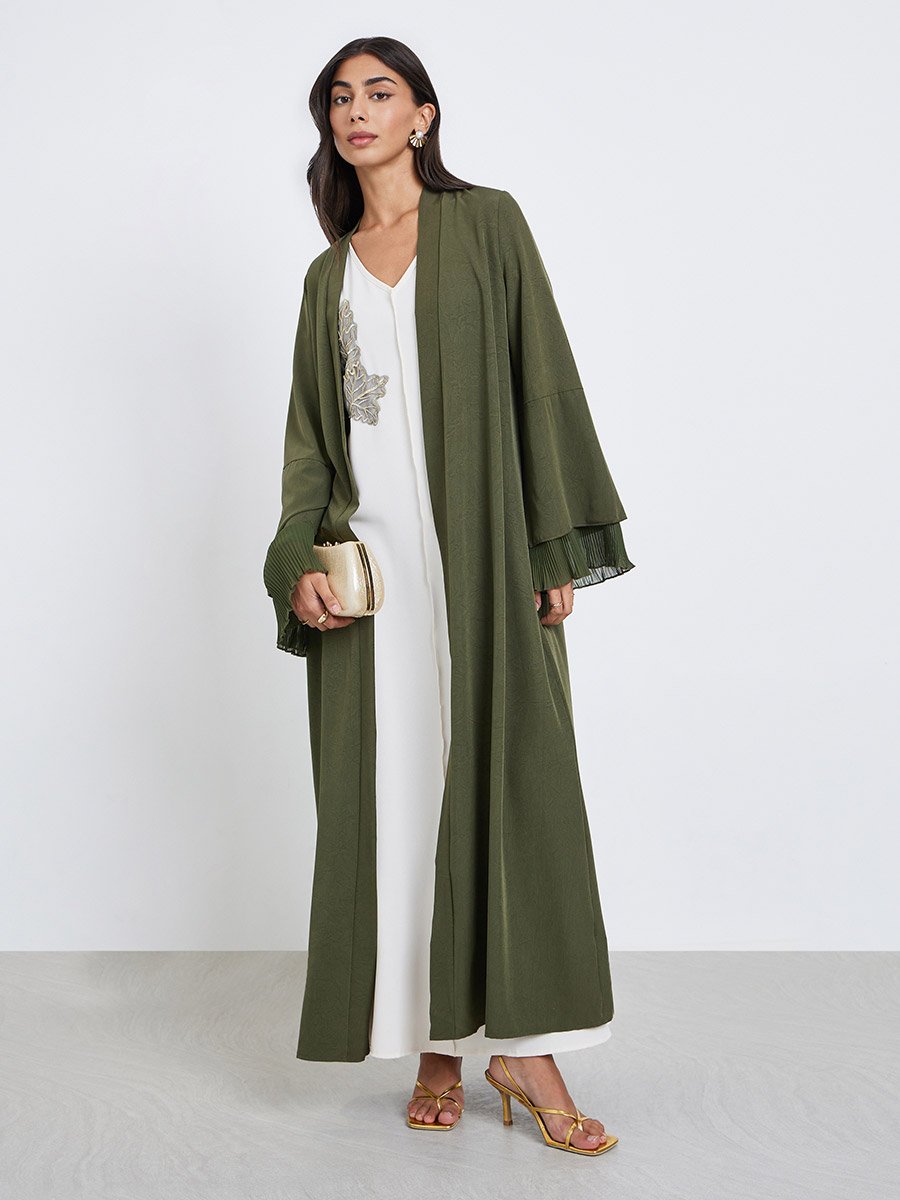 White A-Line Under Abaya Jalabiya with Patch Detail