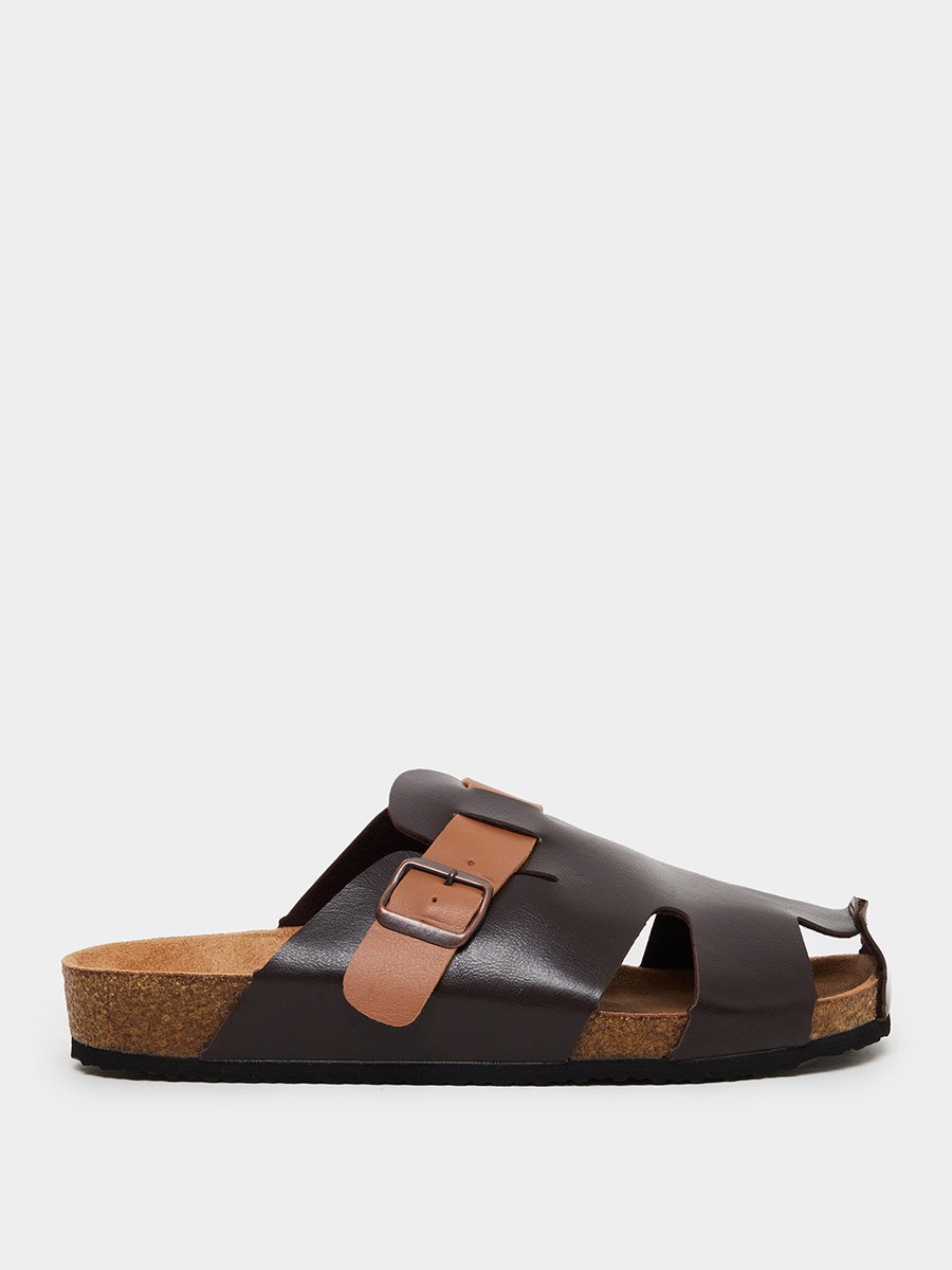 Dual-Tone Buckled Comfort Sandals