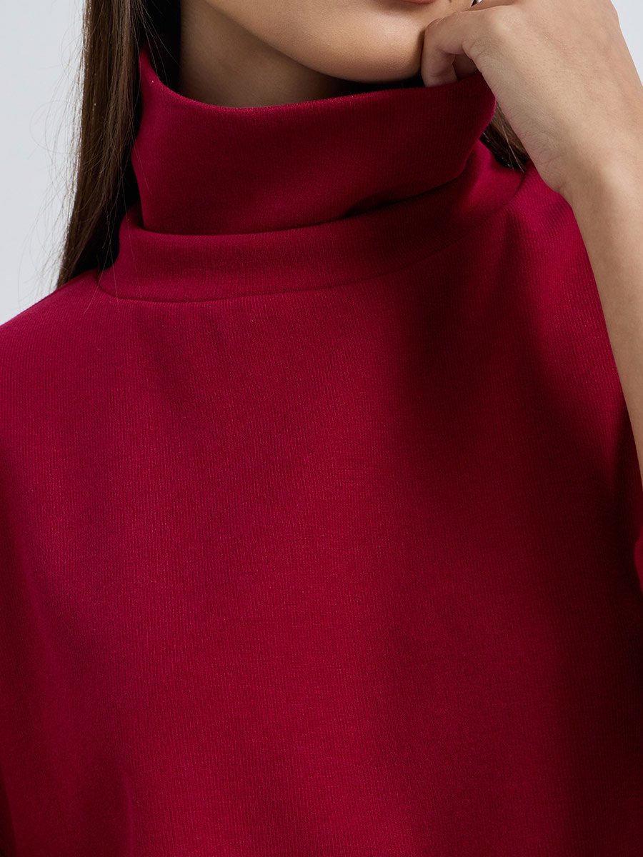 Burgundy Oversized Winter Knit Top and Pants Co-Ords