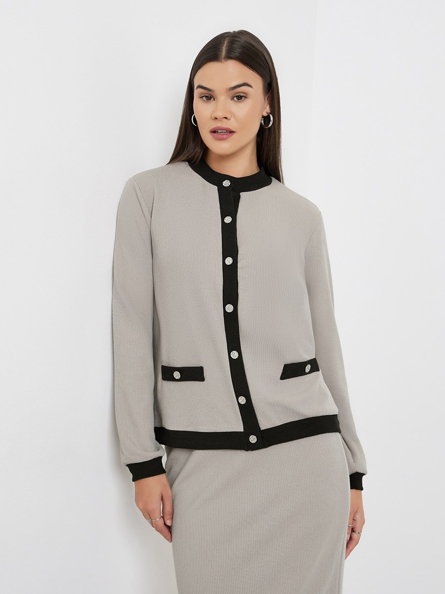 Grey Knit Cardigan and Skirt Co-ords